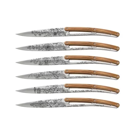 Set 6 coltelli da tavola Deejo Blossom Ulivo Specchio - Deejo