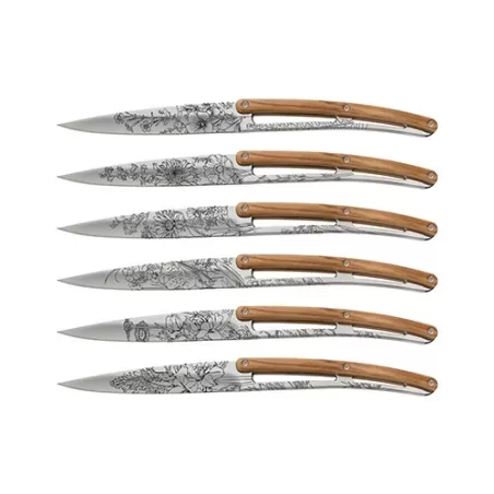 Set 6 coltelli da tavola Deejo Blossom Ulivo Specchio - Deejo