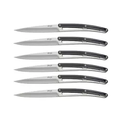 Set 6 coltelli da tavola a lama seghettata Deejo Art Decò Paperstone Titanio - Deejo