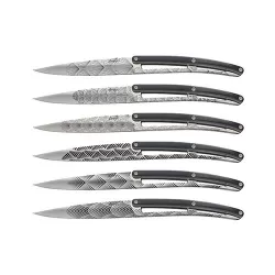 Set 6 coltelli da tavola a lama seghettata Deejo Art Decò ABS Specchio - Deejo