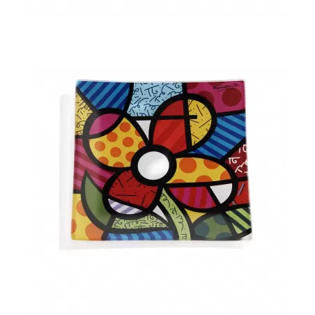 Vassoietto quadrato vetro "Flower" - Romero Britto
