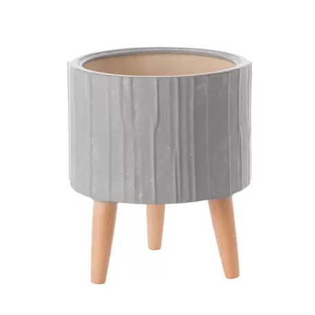 Cache-pot basso grigio Cm. 26x31 h. - L'oca Nera
