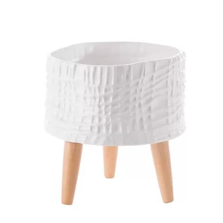 Cache-pot basso bianco Cm. 27x28 h. - L'oca Nera