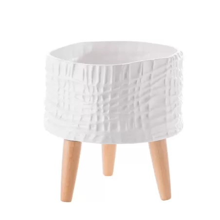 Cache-pot basso bianco Cm. 27x28 h. - L'oca Nera