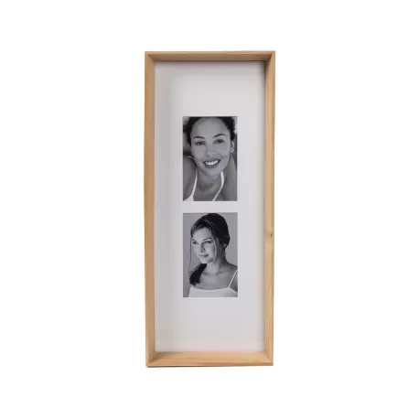 Cornice rettangolare X2 legno naturale Cm. 52x21x5 (2 foto 10x15) - L'oca Nera