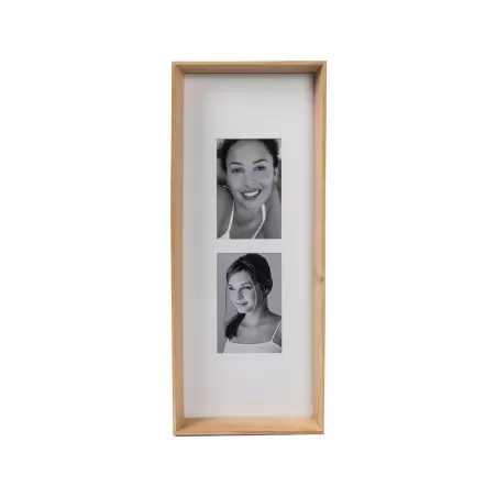 Cornice rettangolare X2 legno naturale Cm. 52x21x5 (2 foto 10x15) - L'oca Nera