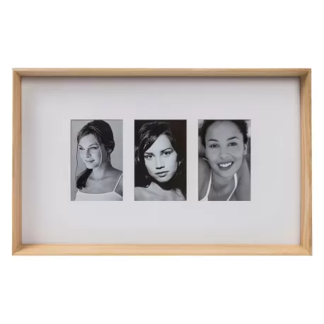 Cornice rettangolare X3 legno naturale Cm. 51x32x5 (3 foto 10x15) - L'oca Nera