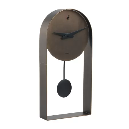Orologio pendolo tondo bronzo Cm. 40x20x5,5 - L'oca Nera