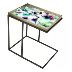 Tavolino rettangolare con vassoio Cm. 61,5x41x68 h. - L'oca Nera