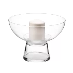 Vaso portacandela basso con candela Cm. 28x20 h. - L'oca Nera