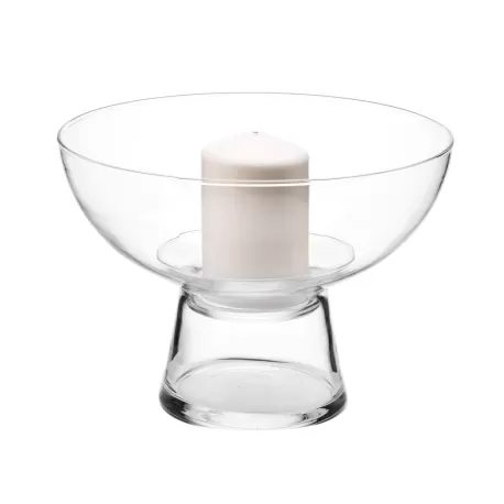 Vaso portacandela basso con candela Cm. 28x20 h. - L'oca Nera