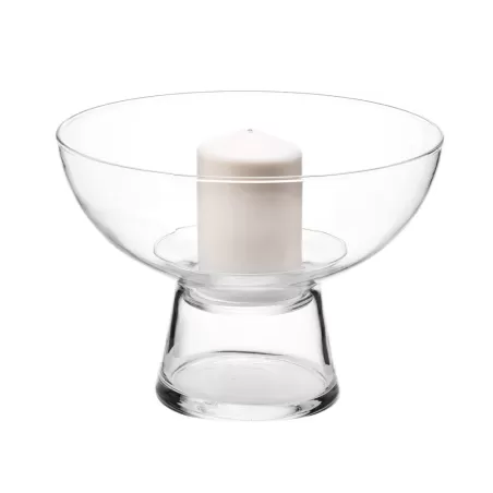 Vaso portacandela basso con candela Cm. 28x20 h. - L'oca Nera