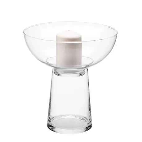 Vaso portacandela alto con candela Cm. 28x30 h. - L'oca Nera