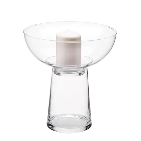 Vaso portacandela alto con candela Cm. 28x30 h. - L'oca Nera