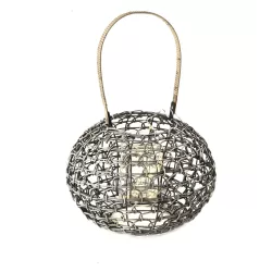 Lanterna bassa grigia con led Cm. 33x26 h. - L'oca Nera