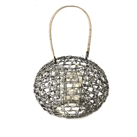 Lanterna bassa grigia con led Cm. 33x26 h. - L'oca Nera