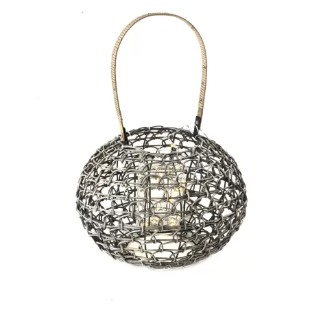 Lanterna bassa grigia con led Cm. 33x26 h. - L'oca Nera