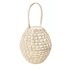 Lanterna bassa bianca con led Cm. 29x35 h. - L'oca Nera