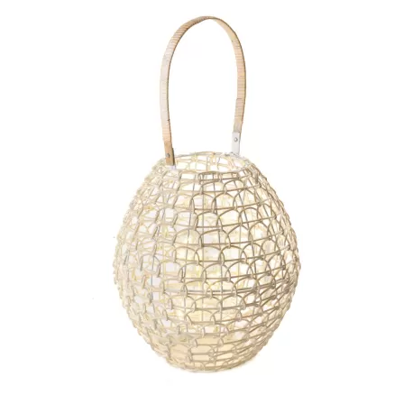 Lanterna bassa bianca con led Cm. 29x35 h. - L'oca Nera