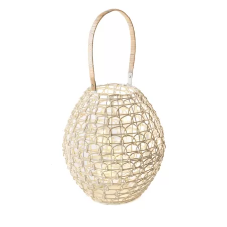 Lanterna bassa bianca con led Cm. 29x35 h. - L'oca Nera