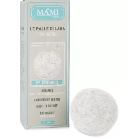 Palle lana per lavasciuga, bianche 3 pezzi - Mami Milano