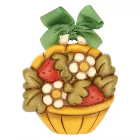 Formella piccola a forma di cesto con fiori e fragole - Thun