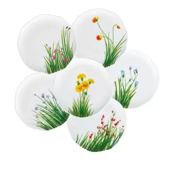 Flores, 6 piatti piani mix Cm. 27, h. 2,5 Cm. - Rose & Tulipani