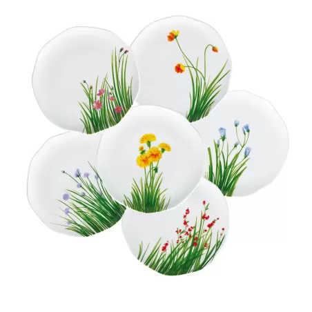 Flores, 6 piatti piani mix Cm. 27, h. 2,5 Cm. - Rose & Tulipani