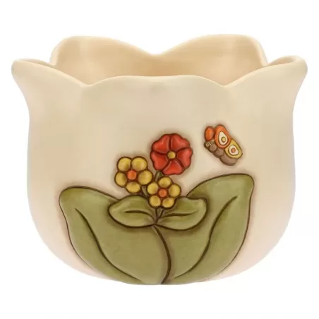 Coprivaso in ceramica Country medio con farfalla - Thun