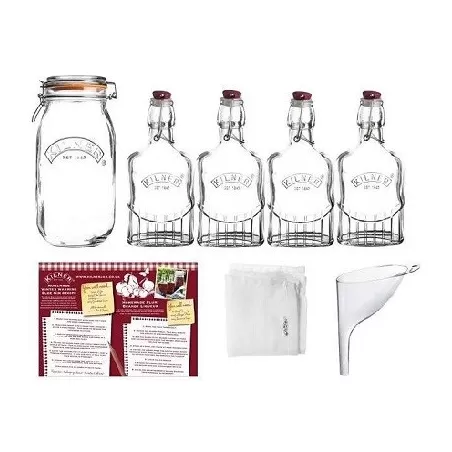 Set gin 4 bottiglie Lt. 0,25 e barattolo Lt. 2 - Kilner