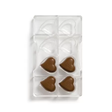 Stampo Cuore di cioccolato in policarbonato 8 cavità - Decora