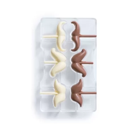 Stampo Baffi di cioccolato in policarbonato 6 cavità - Decora