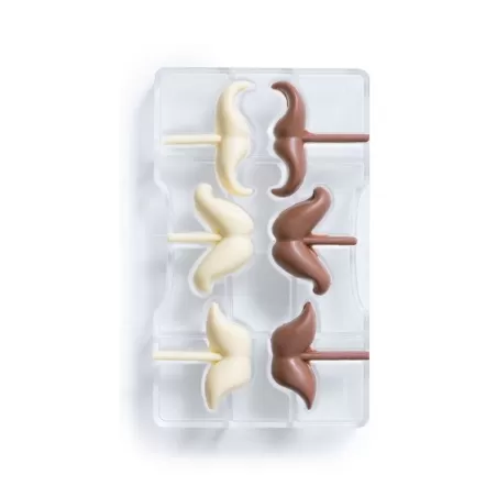 Stampo Baffi di cioccolato in policarbonato 6 cavità - Decora