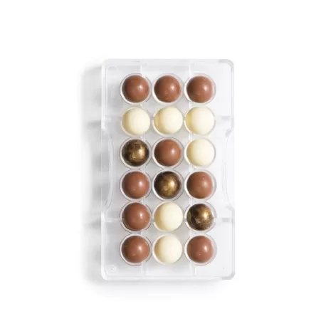 Stampo Mezza sfera di cioccolato in policarbonato 18 cavità - Decora