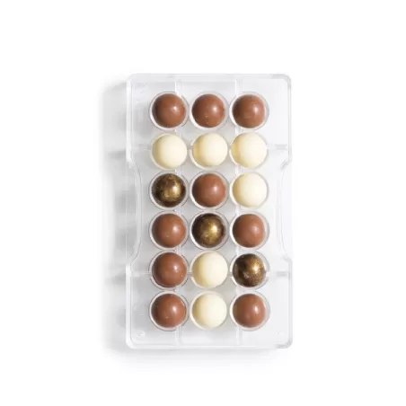 Stampo Mezza sfera di cioccolato in policarbonato 18 cavità - Decora