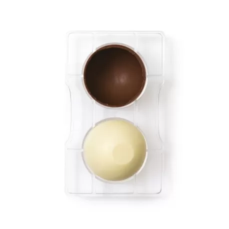 Stampo Mezza sfera con base di cioccolato in policarbonato 2 cavità - Decora