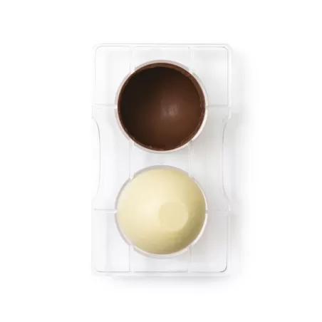 Stampo Mezza sfera con base di cioccolato in policarbonato 2 cavità - Decora