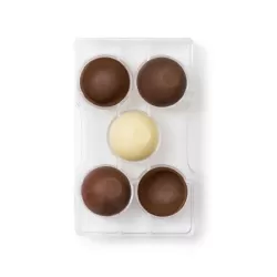 Stampo Mezza sfera con base di cioccolato in policarbonato 5 cavità - Decora
