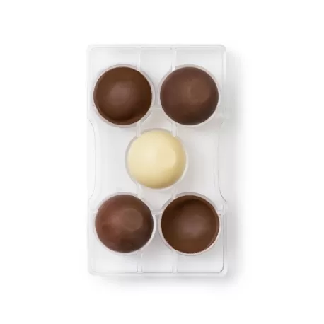 Stampo Mezza sfera con base di cioccolato in policarbonato 5 cavità - Decora