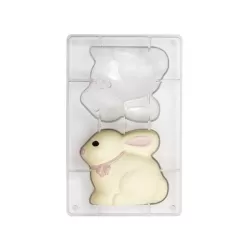 Stampo Coniglio di cioccolato in policarbonato 2 cavità Cm. 9,4x8 - Decora