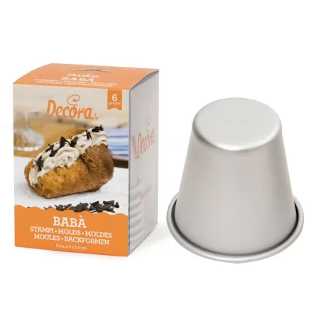 Confezione 6 stampi Babà in alluminio anodizzato - Decora