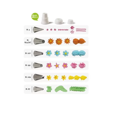 Kit decorazione fiori e foglie al cornetto 8 pezzi - Decora