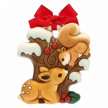 Formella sagomata con cerbiatto e scoiattolo media - Thun