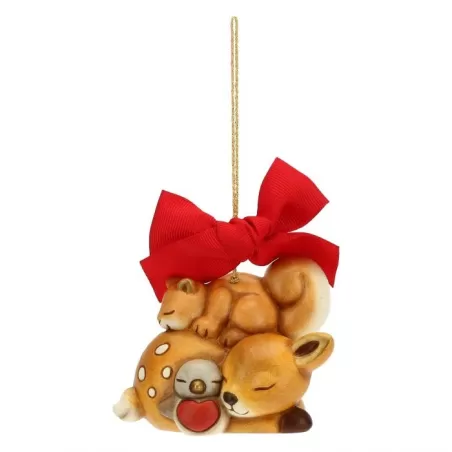 Addobbo scoiattolo bambi con pettirosso maxi - Thun