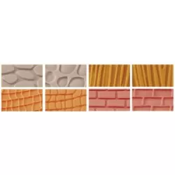 Set 4 fogli decorativi  effetto Muro, Legno, Pietra, Pelle