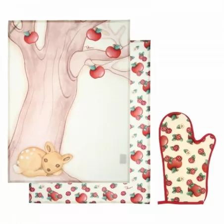 Set guantone e 2 canovacci Frutti rossi - Thun