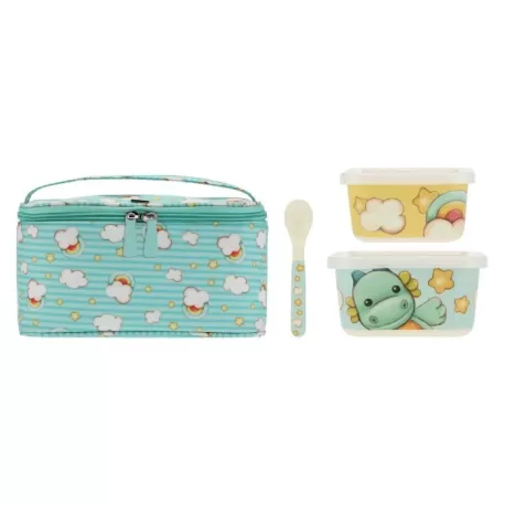 Set pappa all'aperto bimbo draghetto borsa termica, 2 contenitori e cucchiaino - Thun