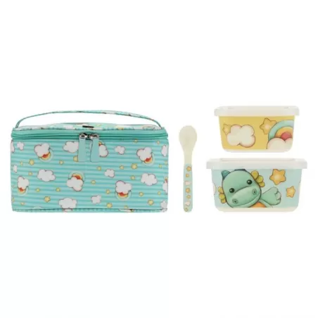 Set pappa all'aperto bimbo draghetto borsa termica, 2 contenitori e cucchiaino - Thun