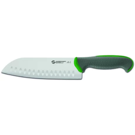 Tecna - Coltello "Santoku", lama alveolata Cm. 18 Verde - Sanelli Ambrogio