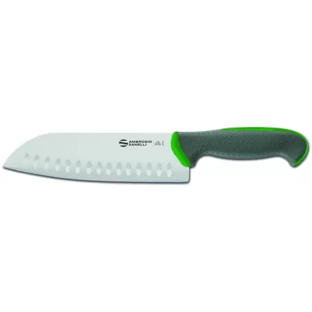 Tecna - Coltello "Santoku", lama alveolata Cm. 18 Verde - Sanelli Ambrogio